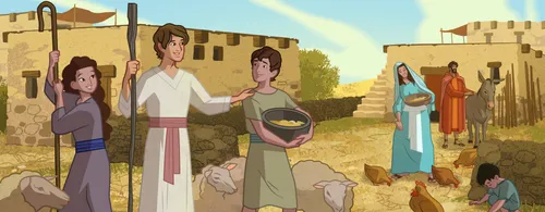 Jesus at home with his family.