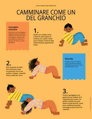 PDF della pagina di bambini che camminano come un granchio sulle mani e sui piedi