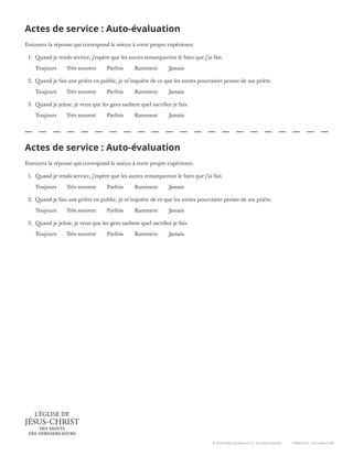 Document à distribuer : « Auto-évaluation sur les actes de service »