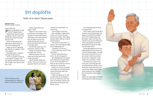 Pdf med illustrationer av Jesus Kristus som döps och en pojke som döps av sin morfar.