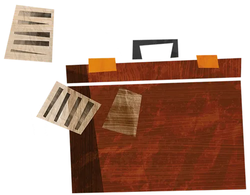 briefcase with papers