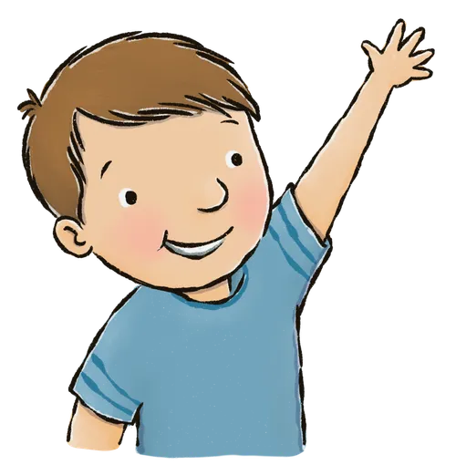 boy reaching hand up