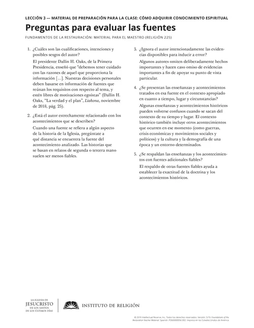 Volante con preguntas para evaluar las fuentes