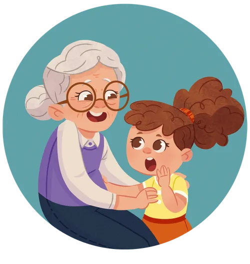 girl sitting with her grandma