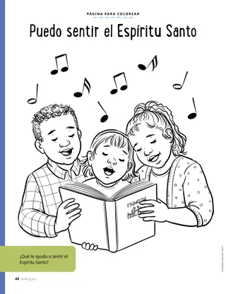 coloring page of children singing