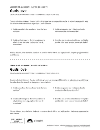 uddelingsark til Guds love