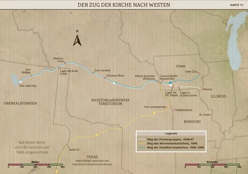 Karte des Pionierzugs nach Westen