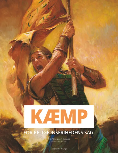 plakat med hærføreren Moroni og frihedserklæringen