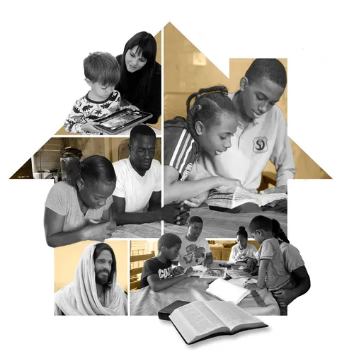 various family scenes and an image of the Savior