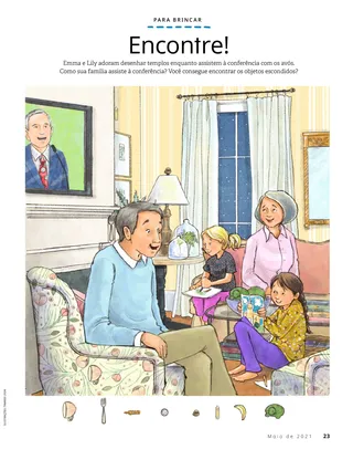 children watching conference with grandparents