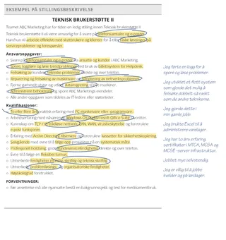 stillingsbeskrivelse med ring rundt ord
