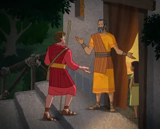 Amulek inviting Alma inside