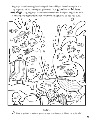 Parting the Red Sea coloring page