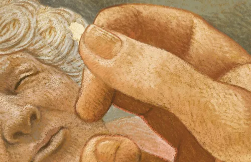 elderly woman receiving sacrament