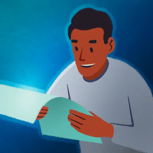 young man reading patriarchal blessing