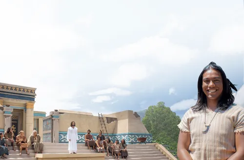 young man dressed as a Nephite for Book of Mormon video