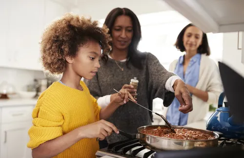 family cooking together