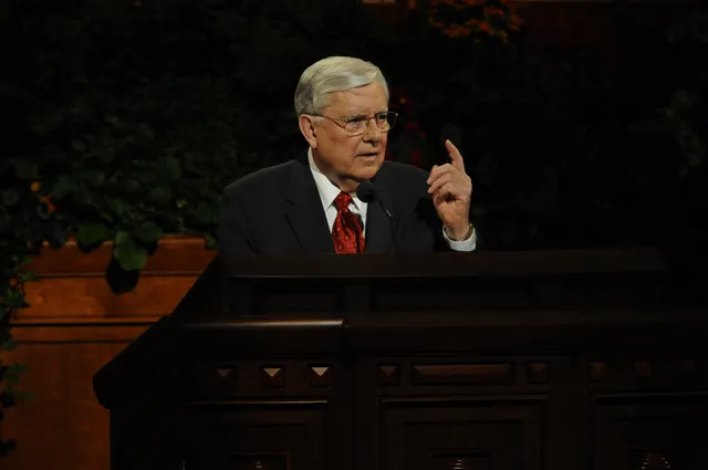 Elder M. Russell Ballard speaks at the October 2010 General Conference.