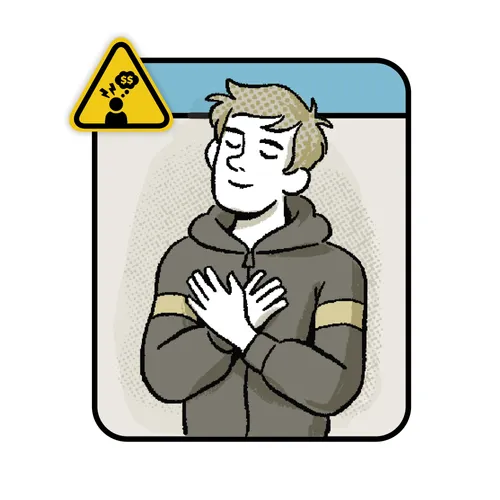 young man showing gratitude