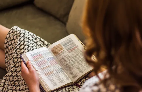 woman reading scriptures