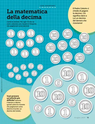 Pagina di attività con monete da contare