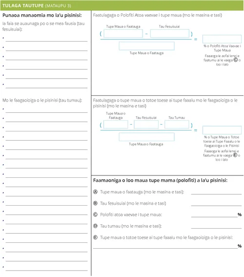 Fuafuaga o se Pisinisi Patino: Vaega o Tupe
