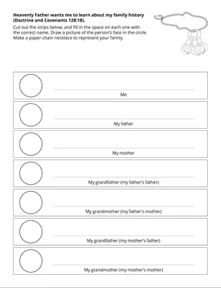 activity page: Heavenly Father wants me to learn about my family history