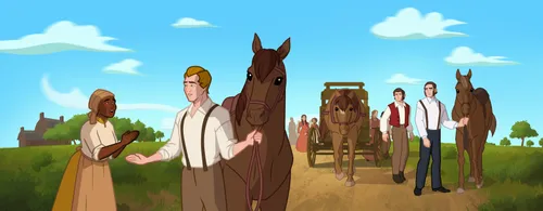 A woman telling Joseph that a group of men is looking for the Camp of Israel.