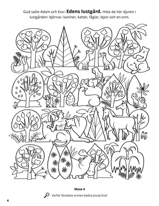 Adam and Eve in the Garden of Eden coloring page