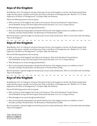 Keys of the Kingdom handout