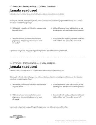 Jumala seadused käsileht