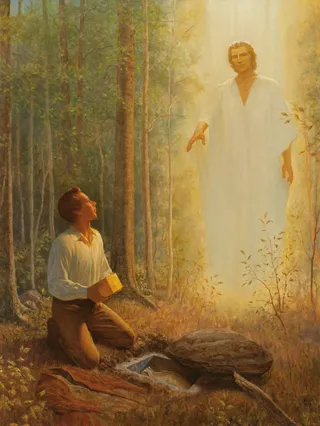 Joseph reçoit les plaques d’or des mains de Moroni