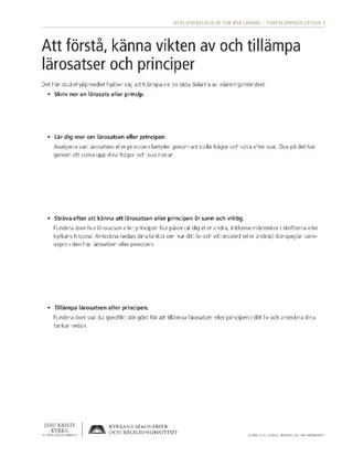 utdelningsblad, Att förstå, känna vikten av och tillämpa lärosatser och principer