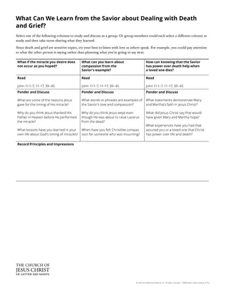 Dealing with Death and Grief handout