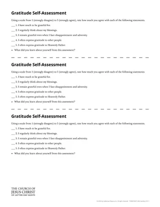 Gratitude Self-Assessment handout