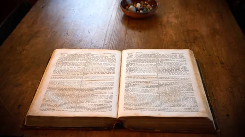 An open book on a table at the Whitney home