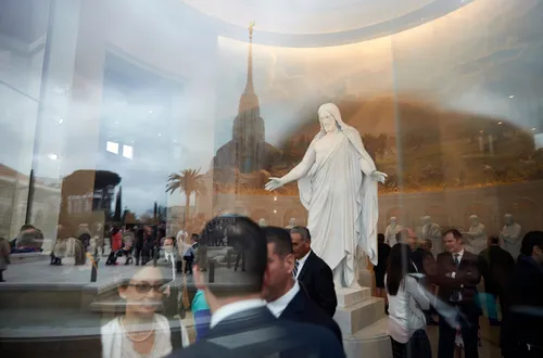 people gathered on the Rome Italy Temple grounds