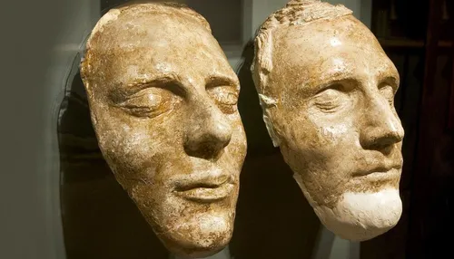 Photograph of the death masks of Joseph Smith Jr. and Hyrum Smith