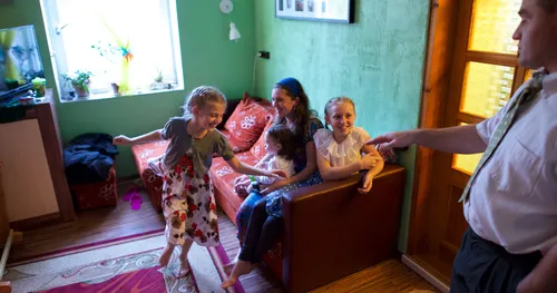children and parents at home