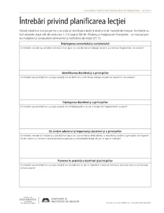 foaie de prezentare, Întrebări privind planificarea lecţiei