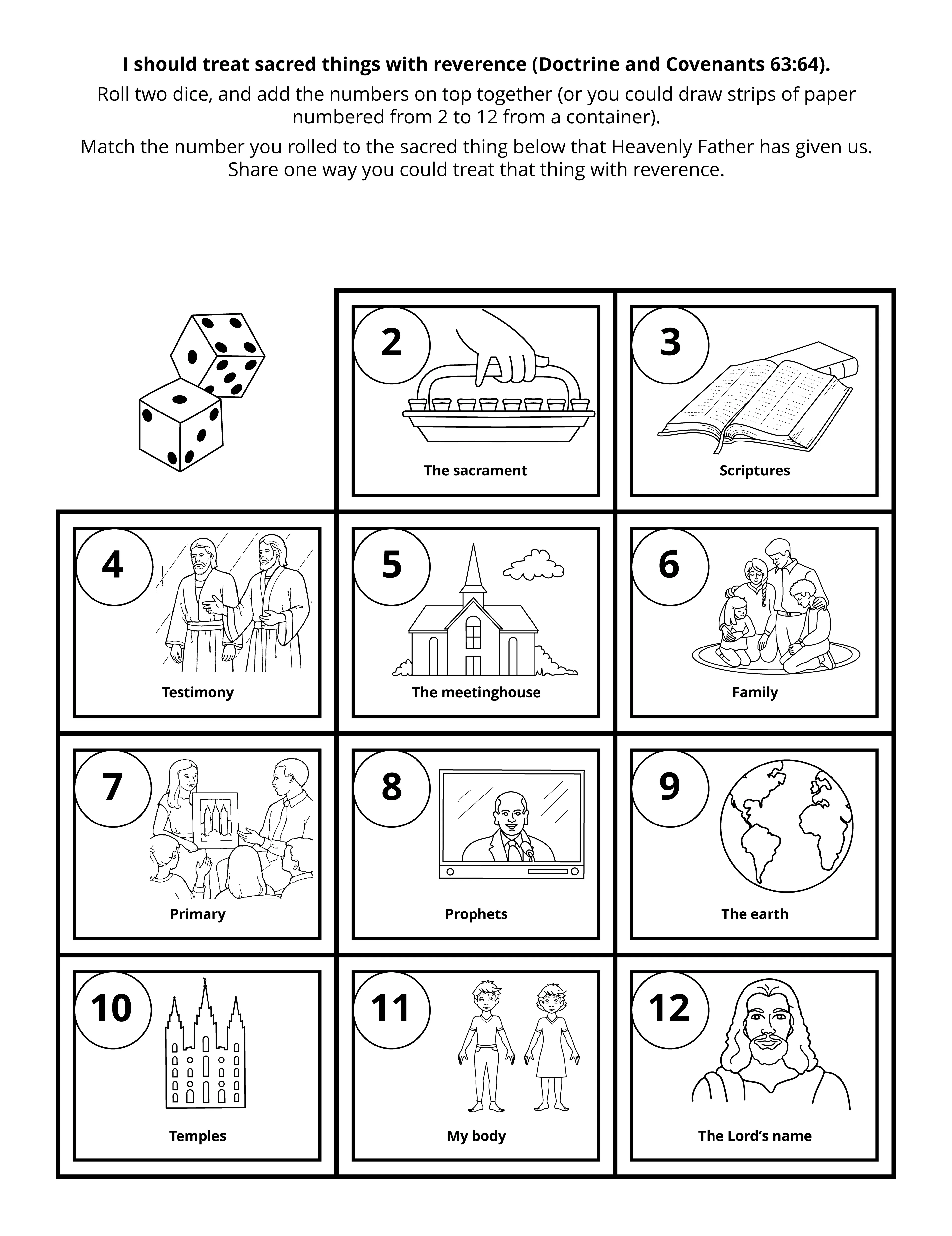 Line art illustration depicts activities worthy of the Sabbath.