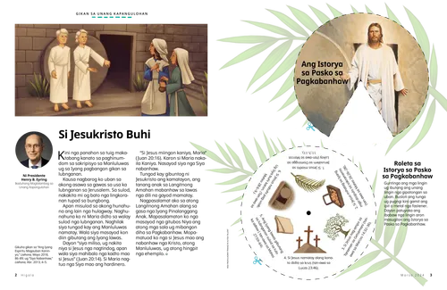 PDF nga pahina nga adunay paghulagway sa duha ka anghel nga nakig-istorya sa duha ka babaye sa gawas sa walay sulod nga lubnganan; may gidugang nga usa ka kalihokan sa sumpay-sumpay nga istorya sa Pasko sa Pagkabanhaw