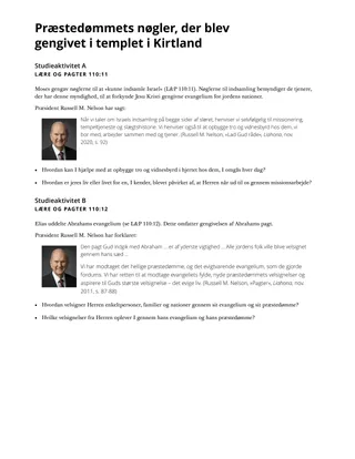 Præstedømmenøgler, der blev gengivet i templet i Kirtland