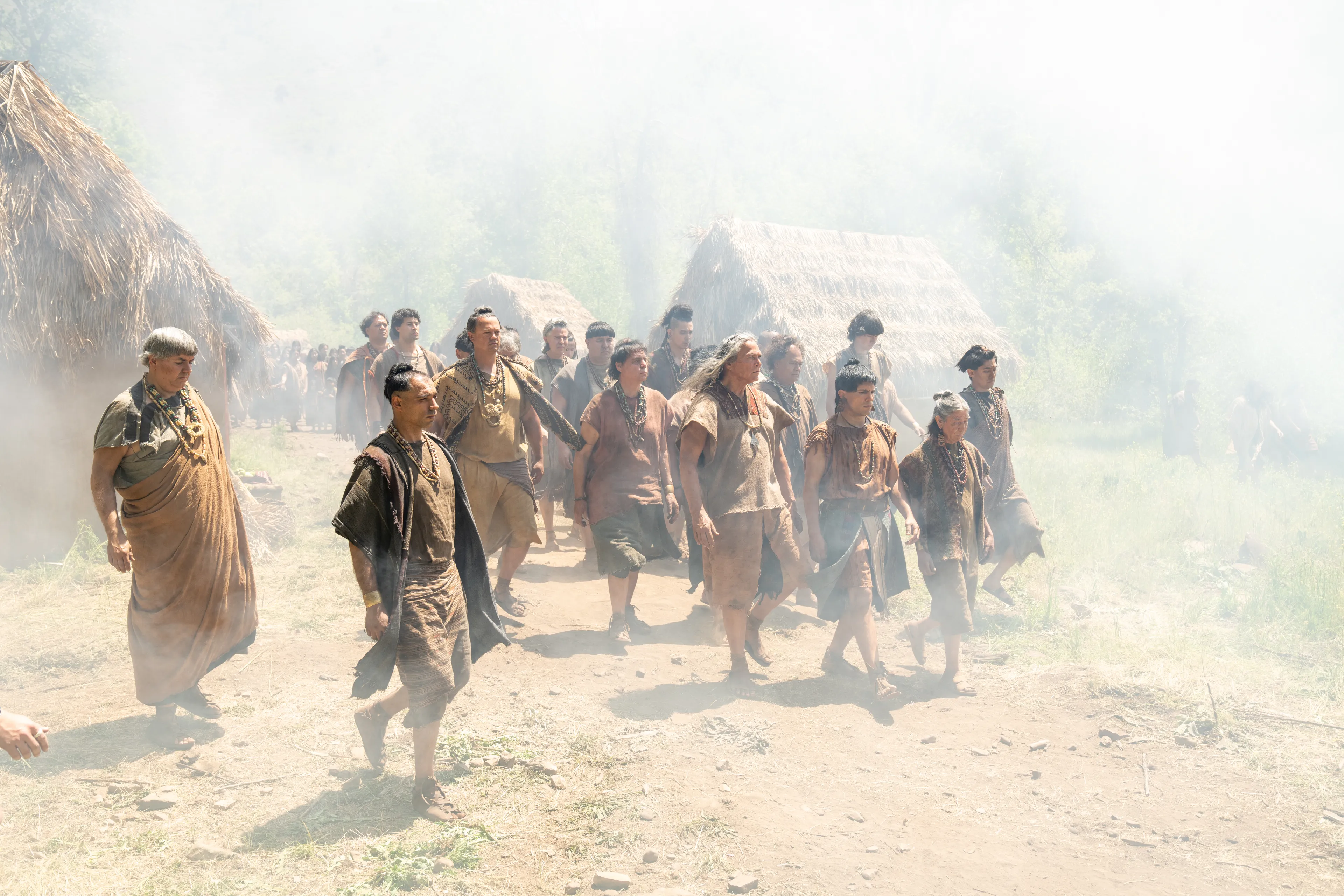 The men of Anti-Nephi-Lehi walk to peacefully greet the Lamanites that are approaching their village.