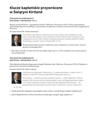 Klucze kapłańskie przywrócone w Świątyni Kirtland