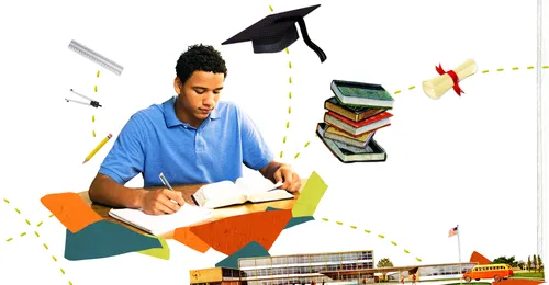 young man and school images