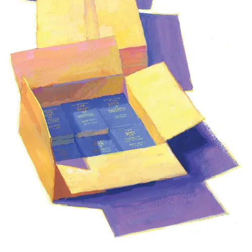 boxes with copies of the Book of Mormon
