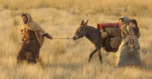Joseph, Mary, and Jesus flee to Egypt