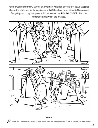 Jesus Tells Woman to Sin No More coloring page