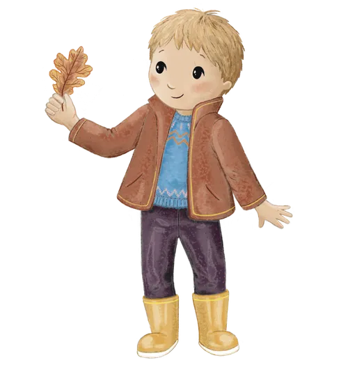 Boy holding a leaf